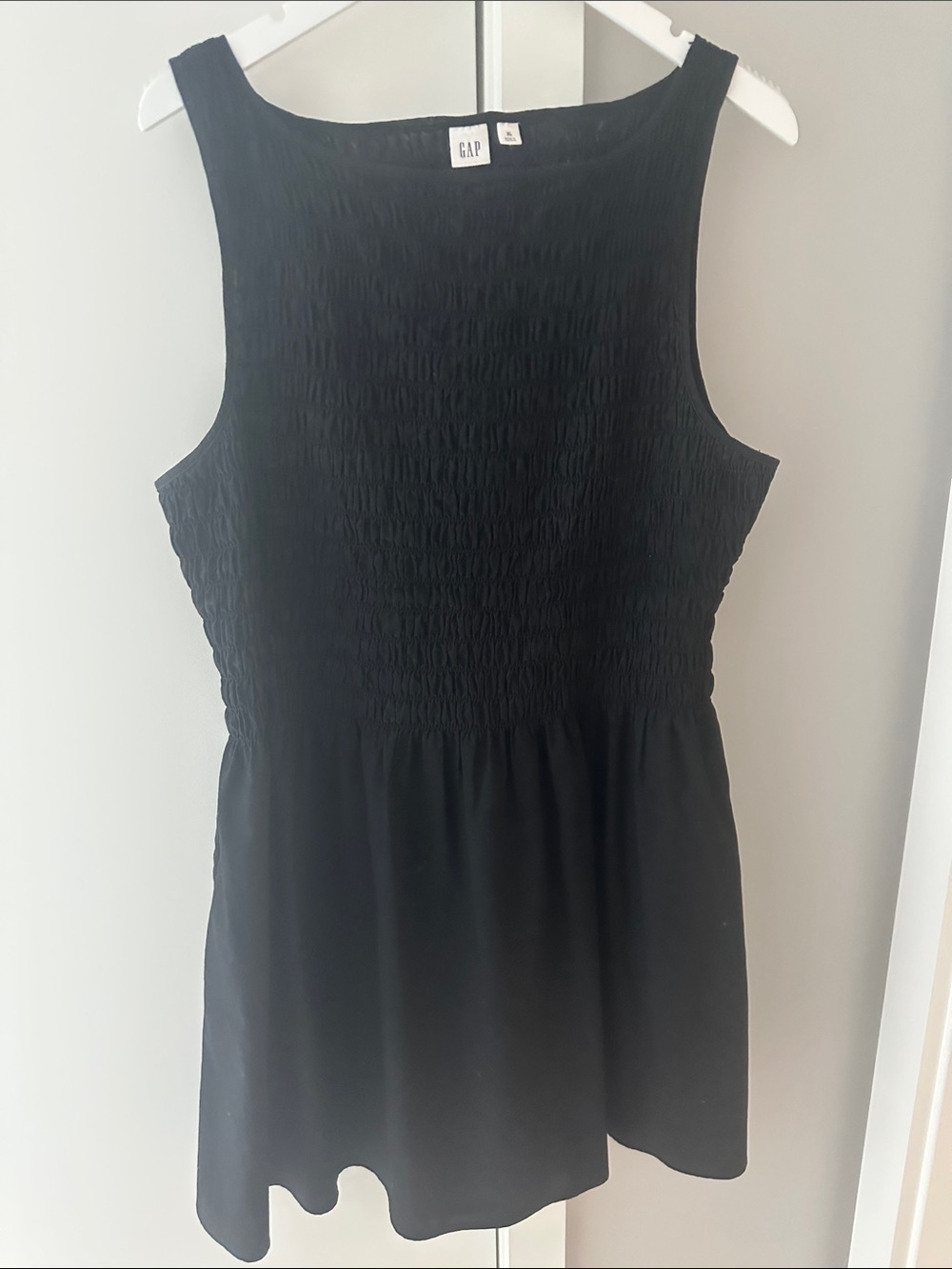 GAP Black Sleeveless Smocked Mini Dress